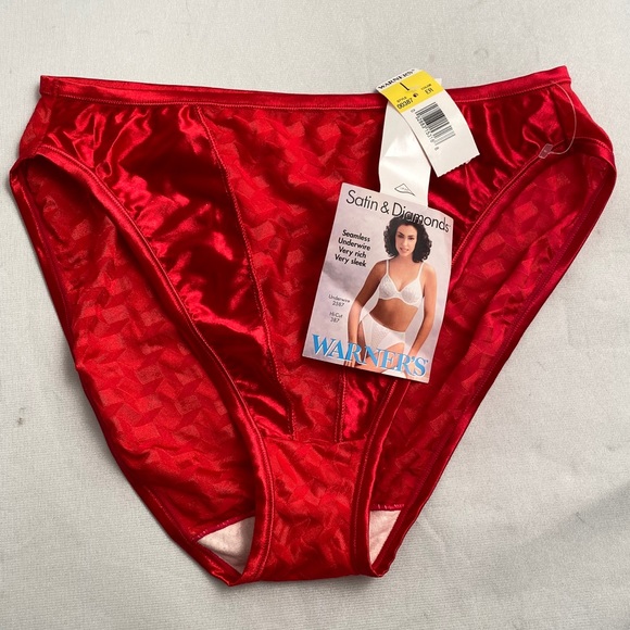Warner's Intimates & Sleepwear Warners Red Satin Diamonds High Cut